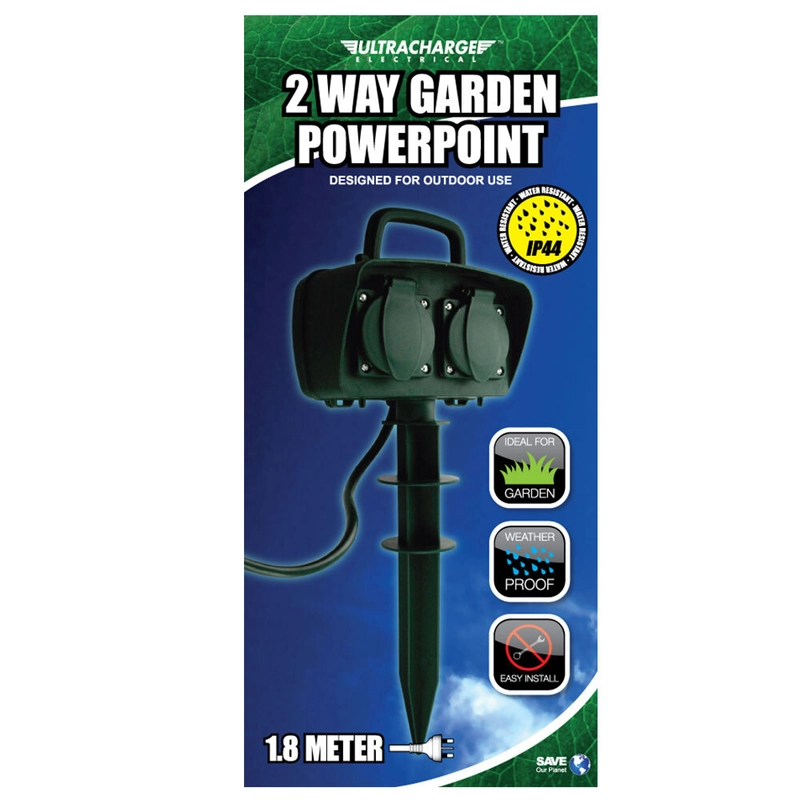 Ultracharge 2-Socket Garden Outdoor Power Board